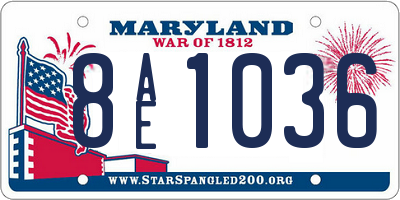 MD license plate 8AE1036
