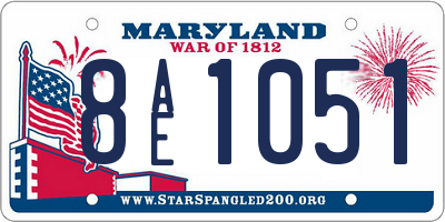 MD license plate 8AE1051