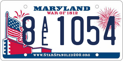 MD license plate 8AE1054