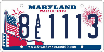 MD license plate 8AE1113