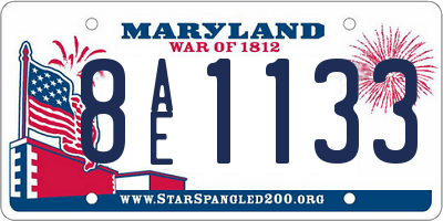 MD license plate 8AE1133