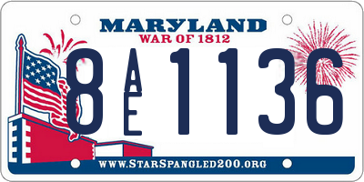 MD license plate 8AE1136
