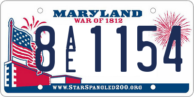 MD license plate 8AE1154