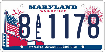 MD license plate 8AE1178