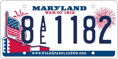 MD license plate 8AE1182