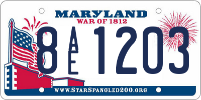 MD license plate 8AE1203