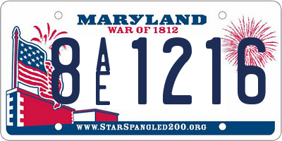 MD license plate 8AE1216