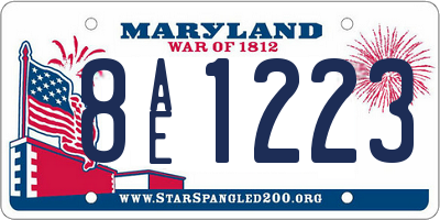 MD license plate 8AE1223