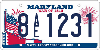 MD license plate 8AE1231