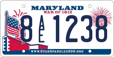 MD license plate 8AE1238