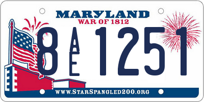 MD license plate 8AE1251