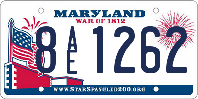 MD license plate 8AE1262