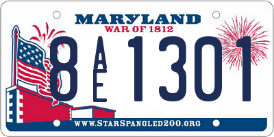 MD license plate 8AE1301