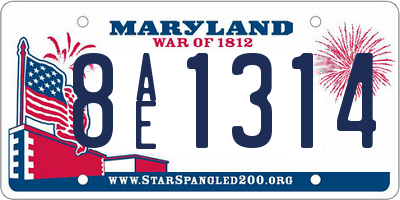 MD license plate 8AE1314