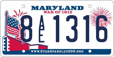 MD license plate 8AE1316