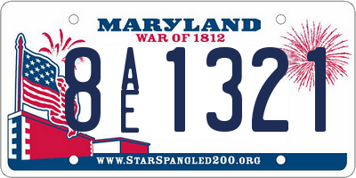 MD license plate 8AE1321