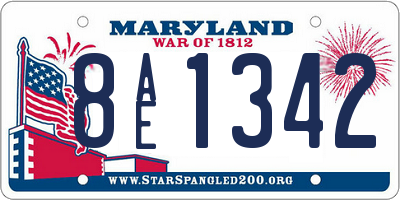 MD license plate 8AE1342