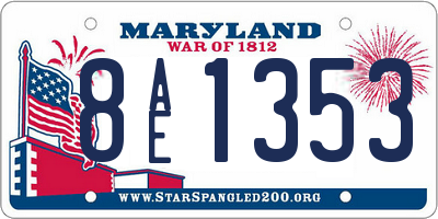 MD license plate 8AE1353