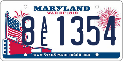 MD license plate 8AE1354