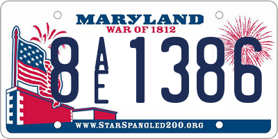 MD license plate 8AE1386