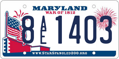 MD license plate 8AE1403