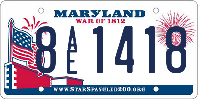 MD license plate 8AE1418