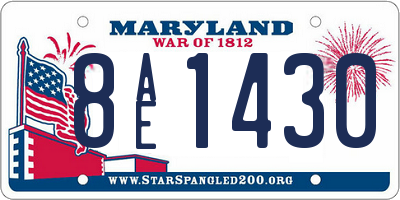 MD license plate 8AE1430
