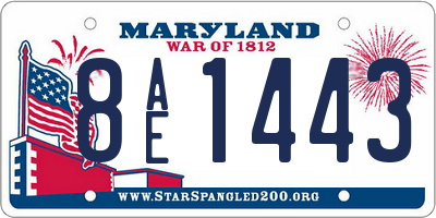 MD license plate 8AE1443