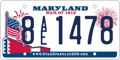 MD license plate 8AE1478