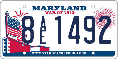 MD license plate 8AE1492
