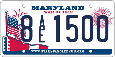 MD license plate 8AE1500