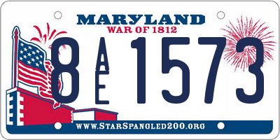 MD license plate 8AE1573