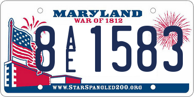 MD license plate 8AE1583