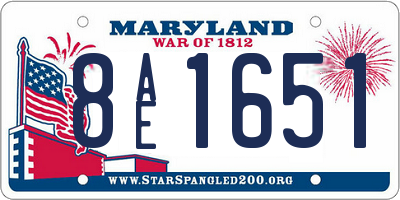 MD license plate 8AE1651