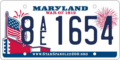 MD license plate 8AE1654
