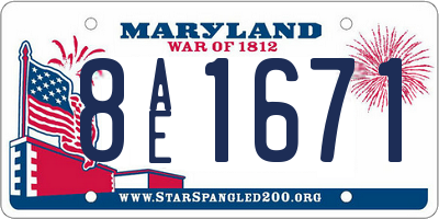 MD license plate 8AE1671