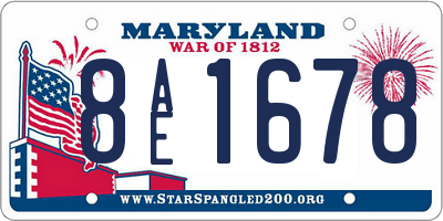 MD license plate 8AE1678