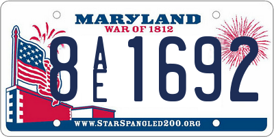 MD license plate 8AE1692