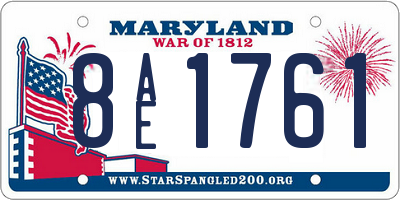 MD license plate 8AE1761
