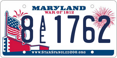 MD license plate 8AE1762