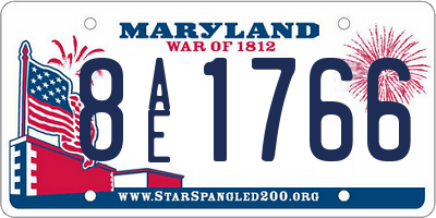 MD license plate 8AE1766