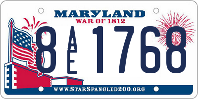 MD license plate 8AE1768