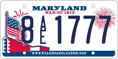 MD license plate 8AE1777