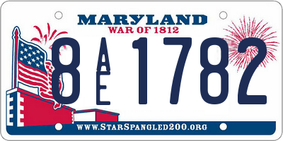 MD license plate 8AE1782
