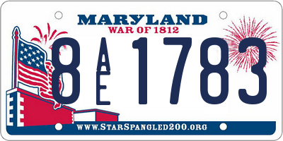 MD license plate 8AE1783