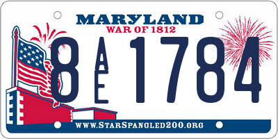 MD license plate 8AE1784