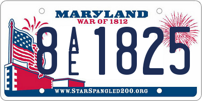 MD license plate 8AE1825
