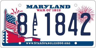 MD license plate 8AE1842