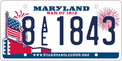 MD license plate 8AE1843