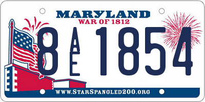 MD license plate 8AE1854